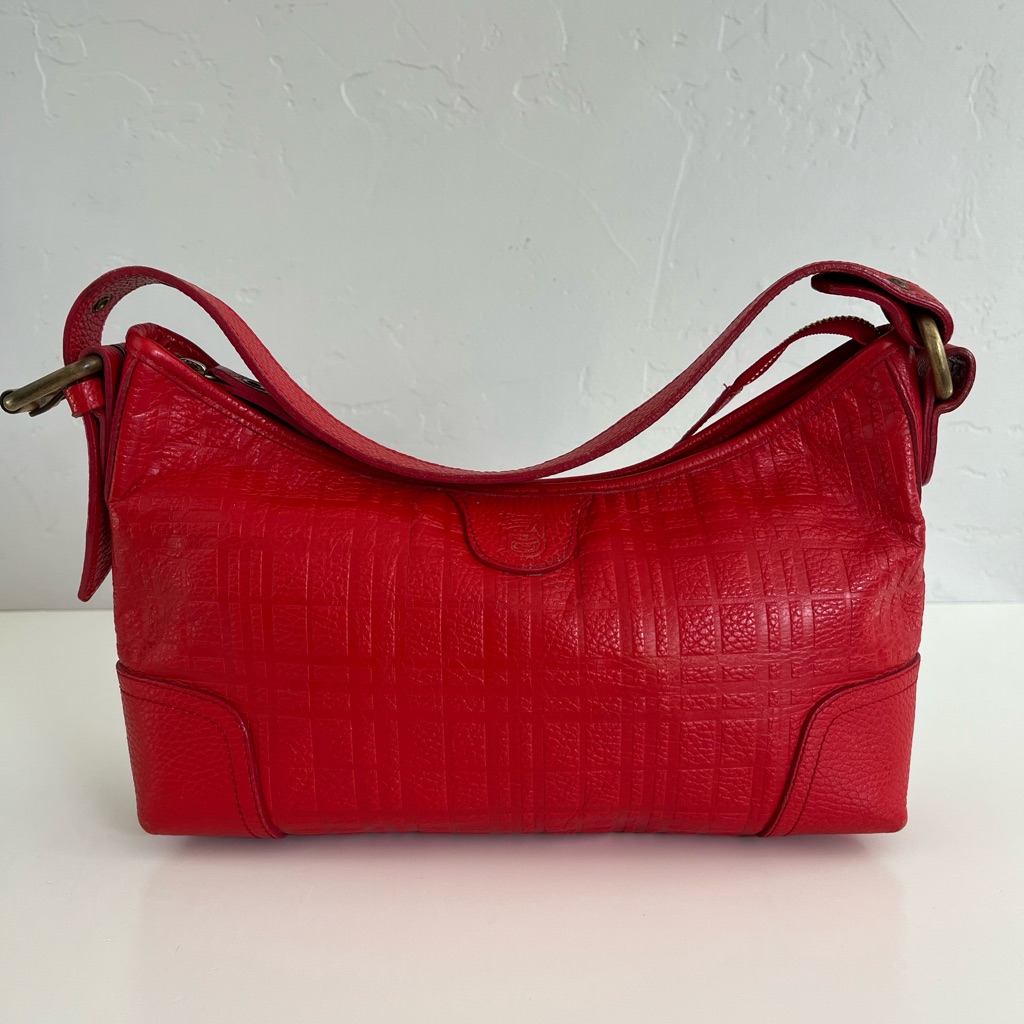Auth Burberry Red Leather Bag Auth Burberry Red Leather Bag